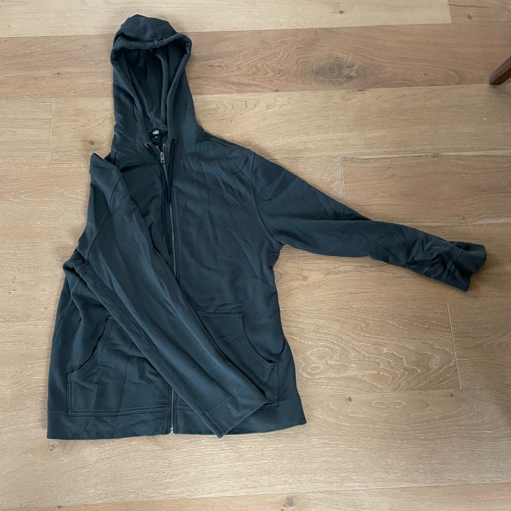 PAIGE Mens Dark Green Hoodie Zip-up size Large